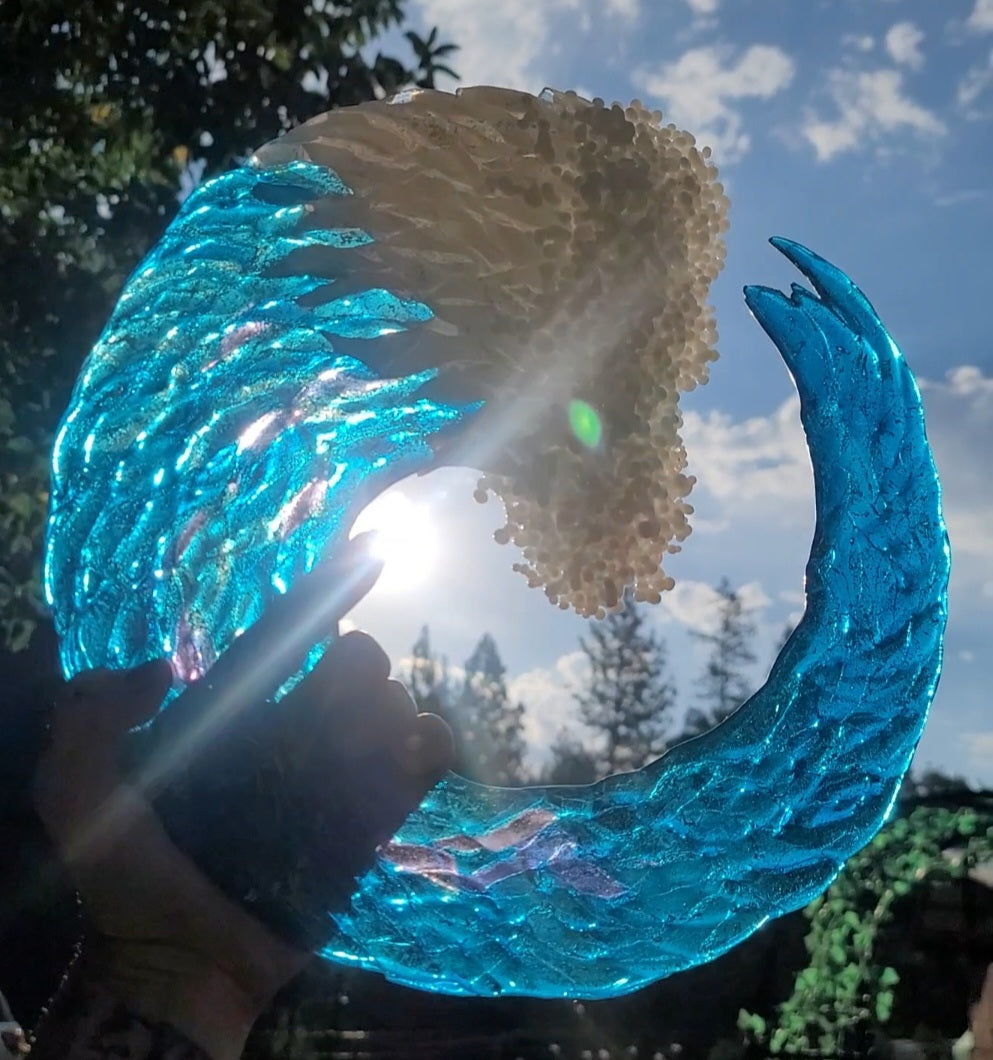 Ashes InFused Glass Cremation Art 3D Ocean Wave Sculpture 5" 6" 8" 10" 12"