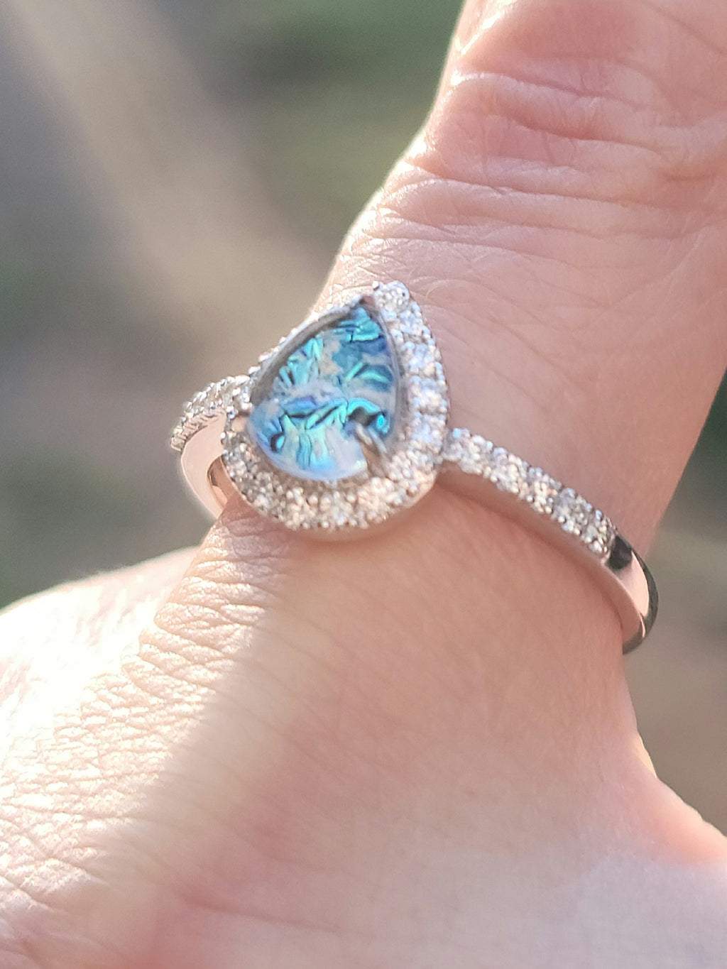 14k White or Yellow Gold Teardrop Halo Cremation Ring For Ashes 26 Moissanite Diamond Handmade Urn Custom Sizing