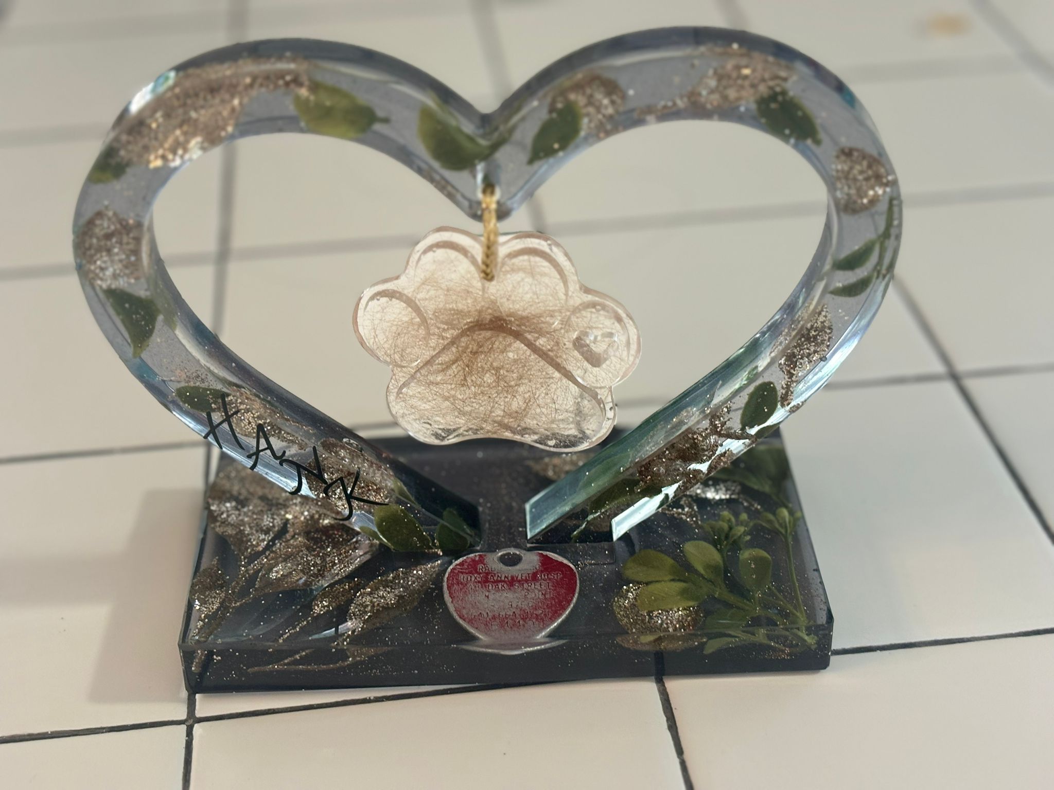 Pet Tag and Fur Preservation Resin Encapsulation Heart Photo Frame Pet ...