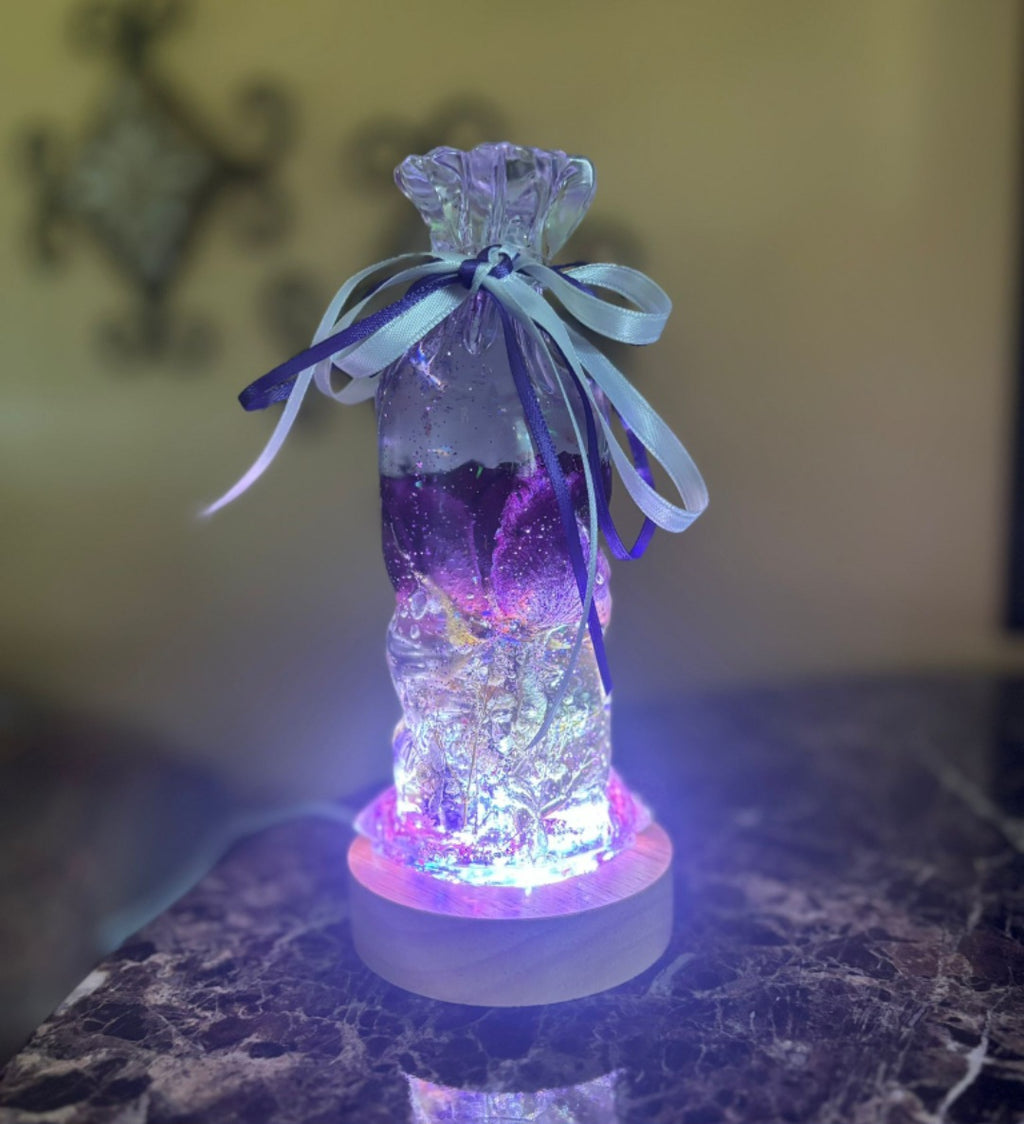 Rose Funeral Flower Preservation Resin Encapsulation Memorial Light