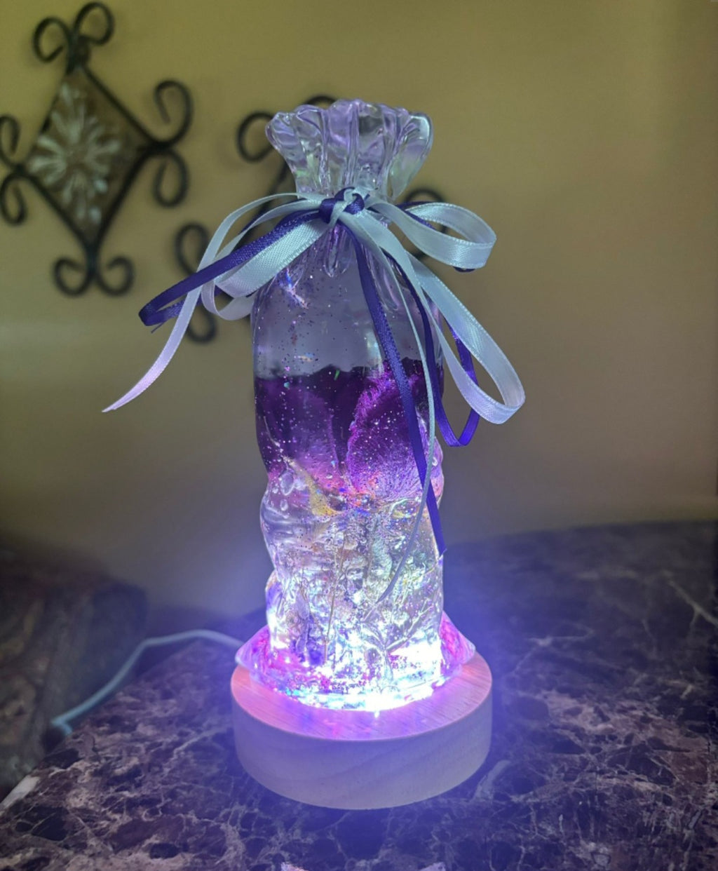 Rose Funeral Flower Preservation Resin Encapsulation Memorial Light
