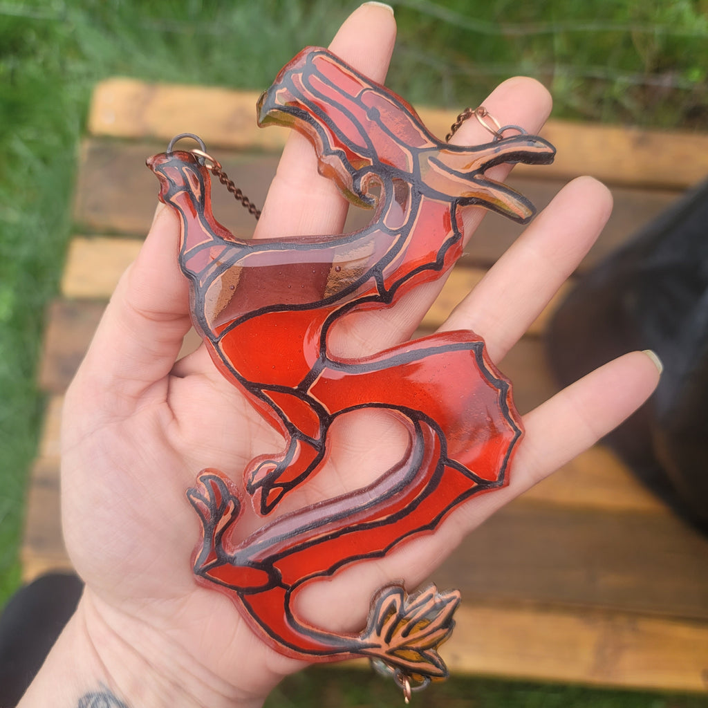 Dragon Cremation Urn Sun Catcher Ashes Infused Glass