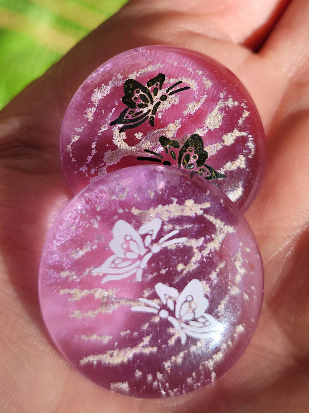 Butterfly Cremation Pocket Stones 4 (set) Ashes InFused Glass 1 inch stones in Velvet Bag