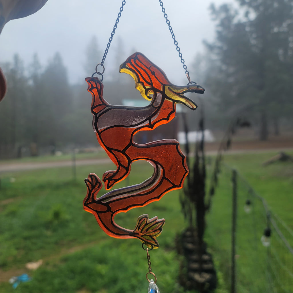 NEW Dragon Cremation Urn Sun Catcher Ashes Infused Glass