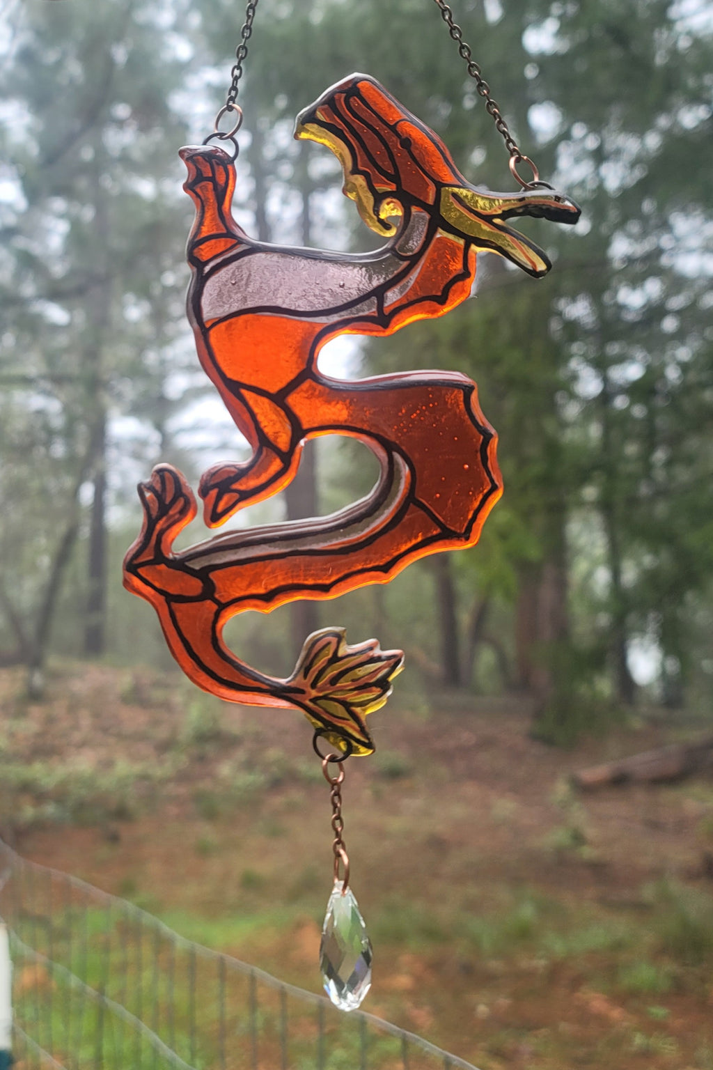 Dragon Cremation Urn Sun Catcher Ashes Infused Glass
