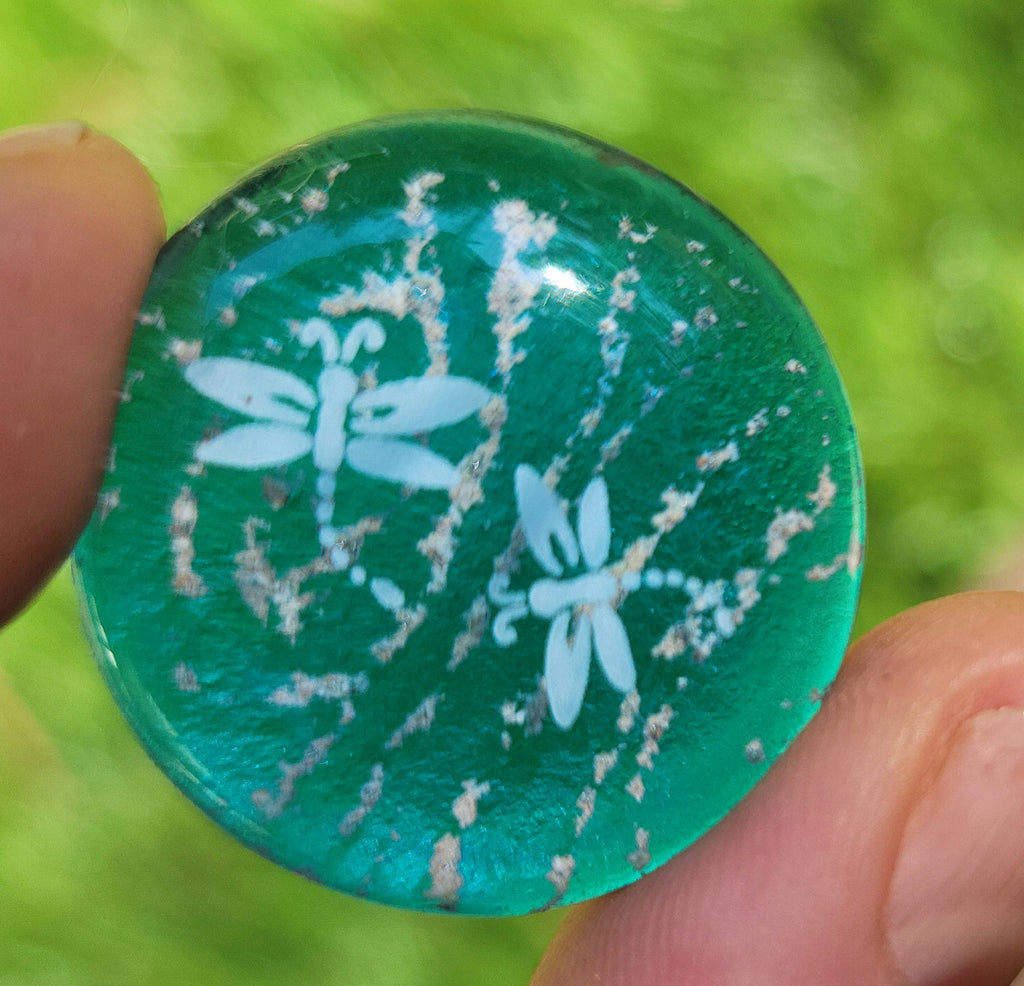 Dragonfly Cremation Pocket Stones 4 (set) Ashes InFused Glass 1 inch stones in Velvet Bag