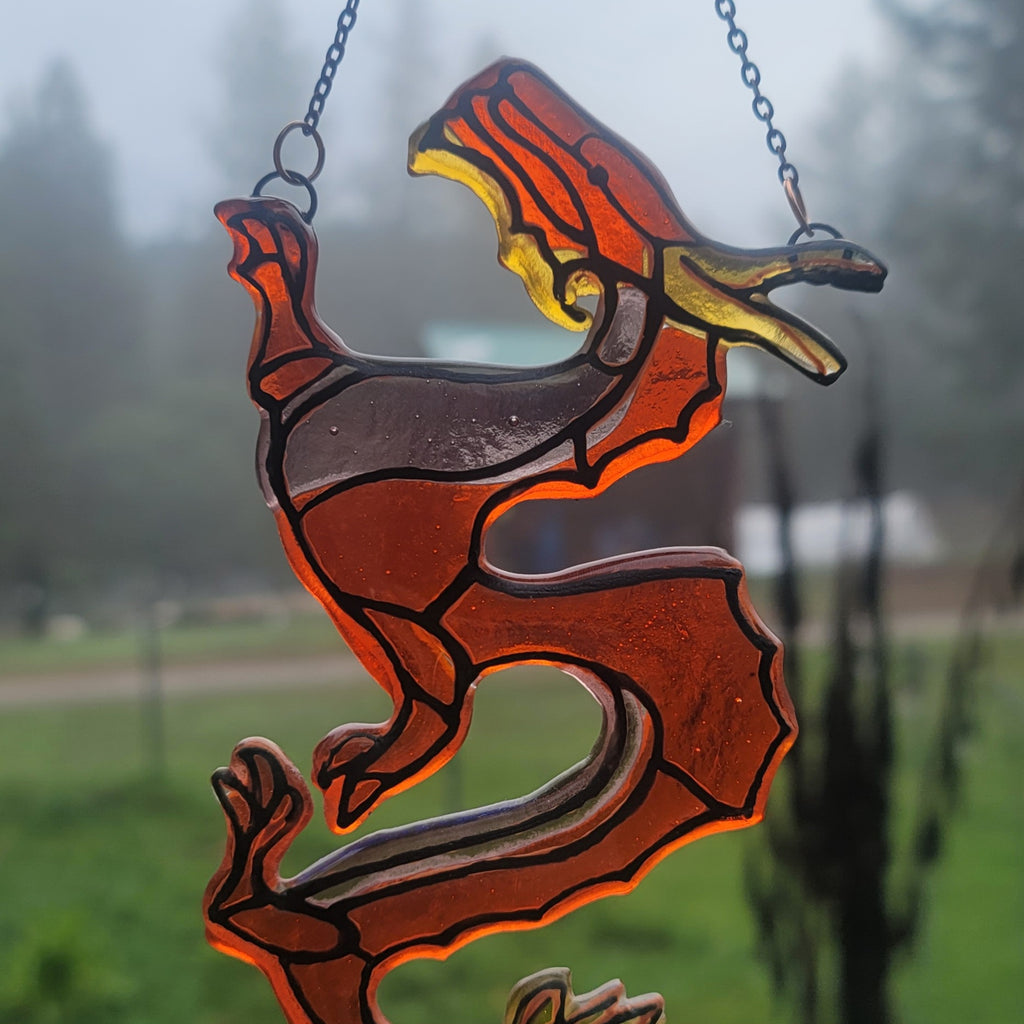 NEW Dragon Cremation Urn Sun Catcher Ashes Infused Glass