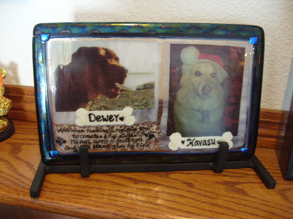 2 dogs in one photo urn Unique Celebration of life Funeral Memorials. Ashes in Glass Cremation Glass Art Sculptures, Cremation Wind Chimes, Cremation Sun Catchers, Table Displays, & Cremation Jewelry Custom USA Handmade by Infusion Glass. Ashes Infused Glass Human and Pet Cremation Ash Urns  Ashesinfusedglass.com
