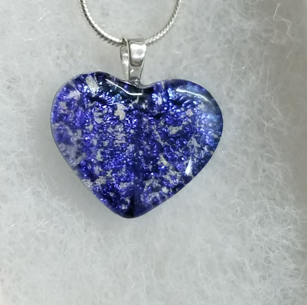 Tiny 3/4 Inch Cremation Jewelry Heart Ashes InFused Glass Pendant