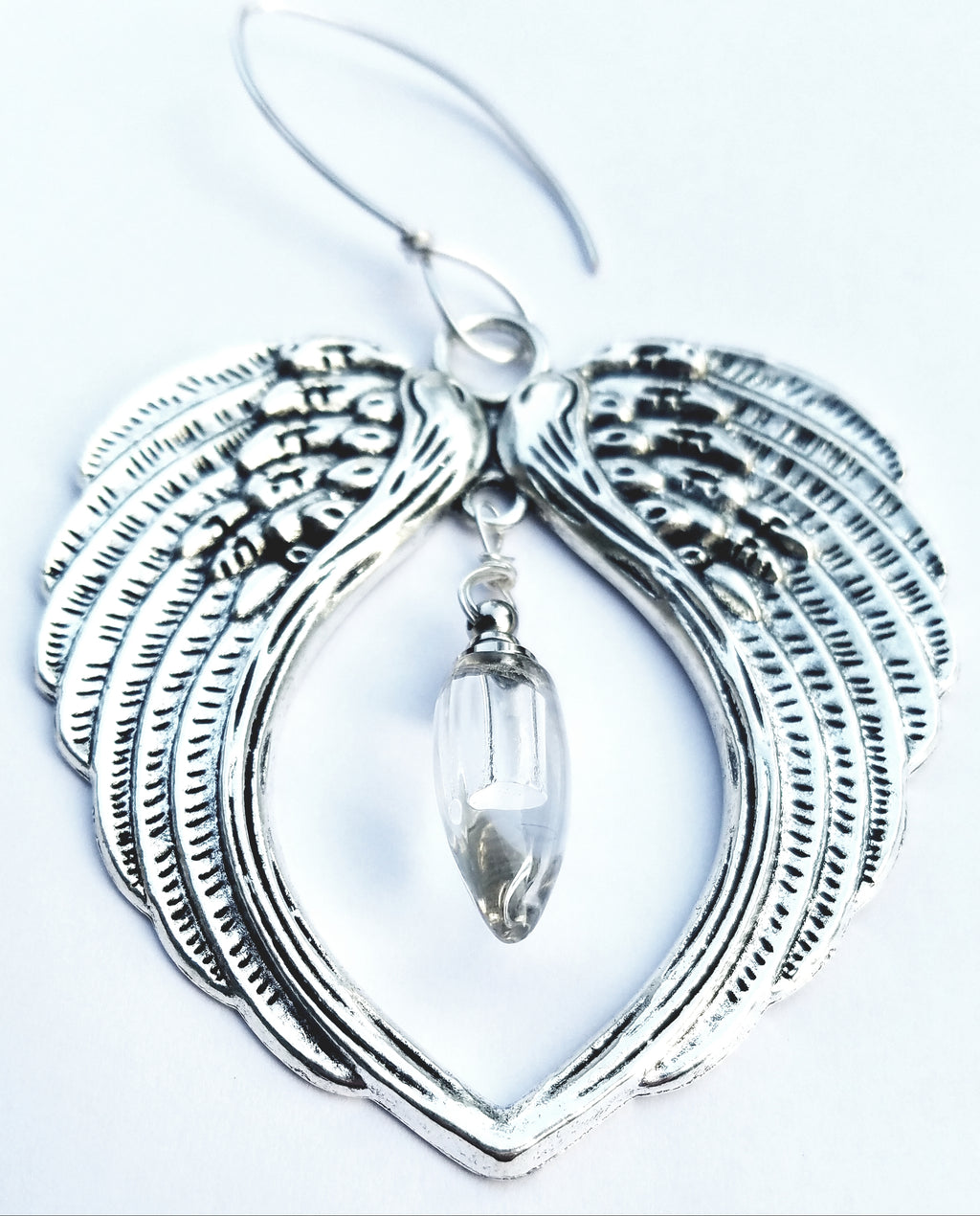 angel wing ornament urn bead suncatcher clear Unique Sympathy Gifts. Fill Yourself Cremation Ash Ring Lockets, Rings For Ashes, Cremation Jewelry Urn Bead Pendants, And Holiday Ornaments. Gift Wrapped and Free Shipping. Sympathy Mourning Glass Art Service. USA Handmade by Infusion Glass Human and Pet Cremation Ash Remembrance Urns AshesInfusedGlass.com