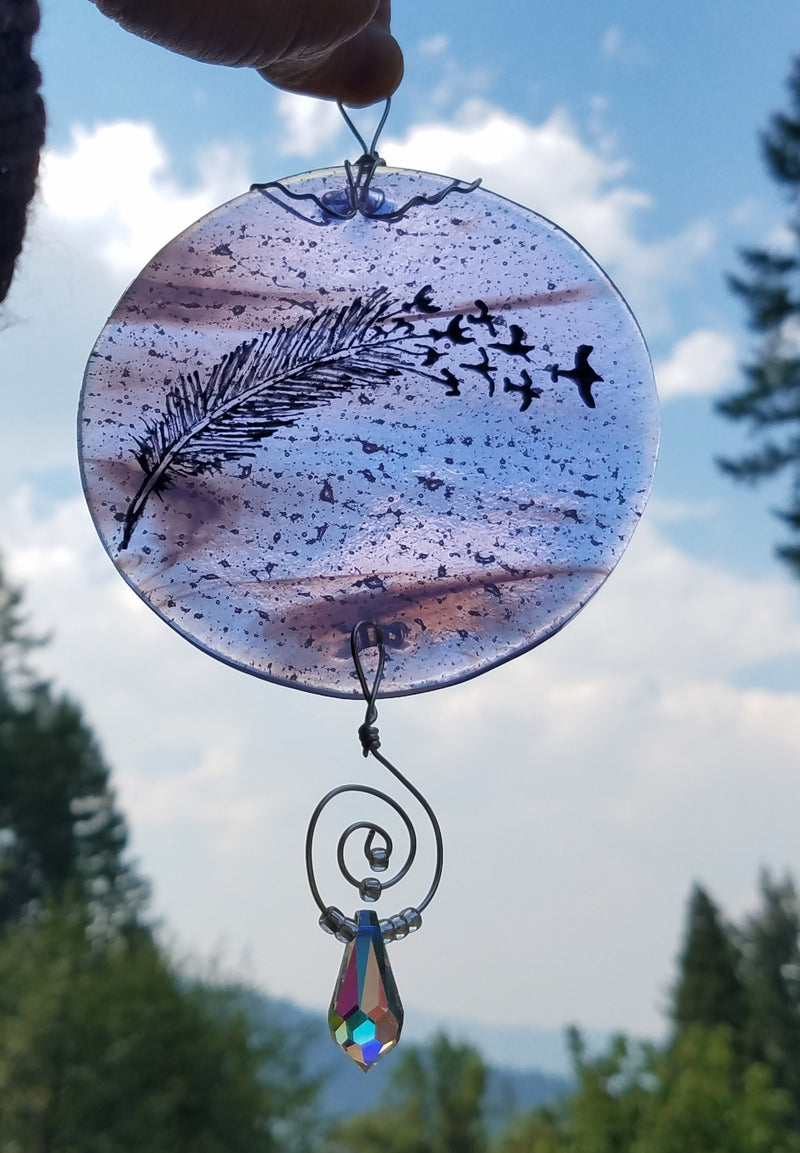 Feather Urn Sun Catcher Celebration of life Funeral Memorials. Ashes in Glass Cremation Glass Art Sculptures, Cremation Wind Chimes, Cremation Sun Catchers, Table Displays, & Cremation Jewelry Custom USA Handmade by Infusion Glass. Ashes Infused Glass Human and Pet Cremation Ash Urns  Ashesinfusedglass.com