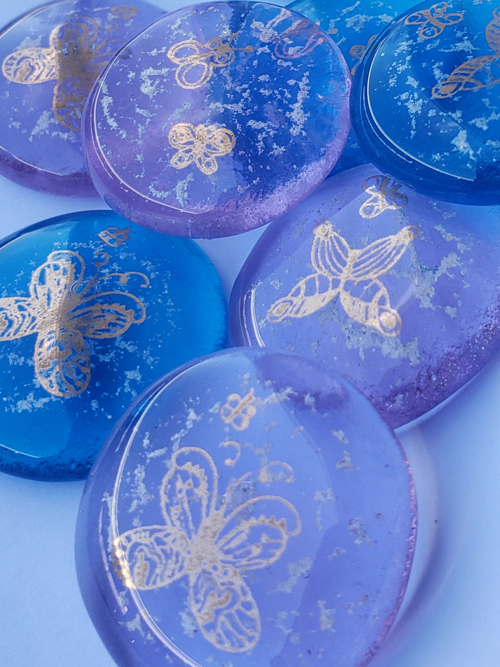 Butterfly Cremation Comfort Pocket Stones 4 (set) Ashes InFused Glass 1 inch stones in Velvet Bag