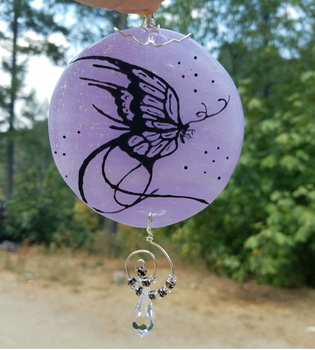 Ashes InFused Glass Cremation Art Custom Windchime Butterfly