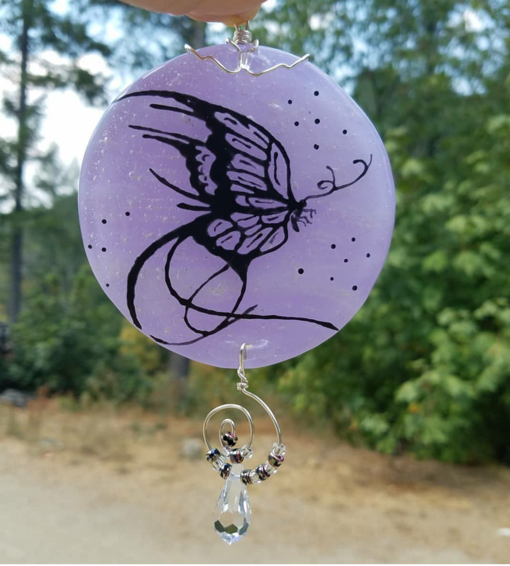 Ashes InFused Glass Cremation Art Custom Windchime Butterfly