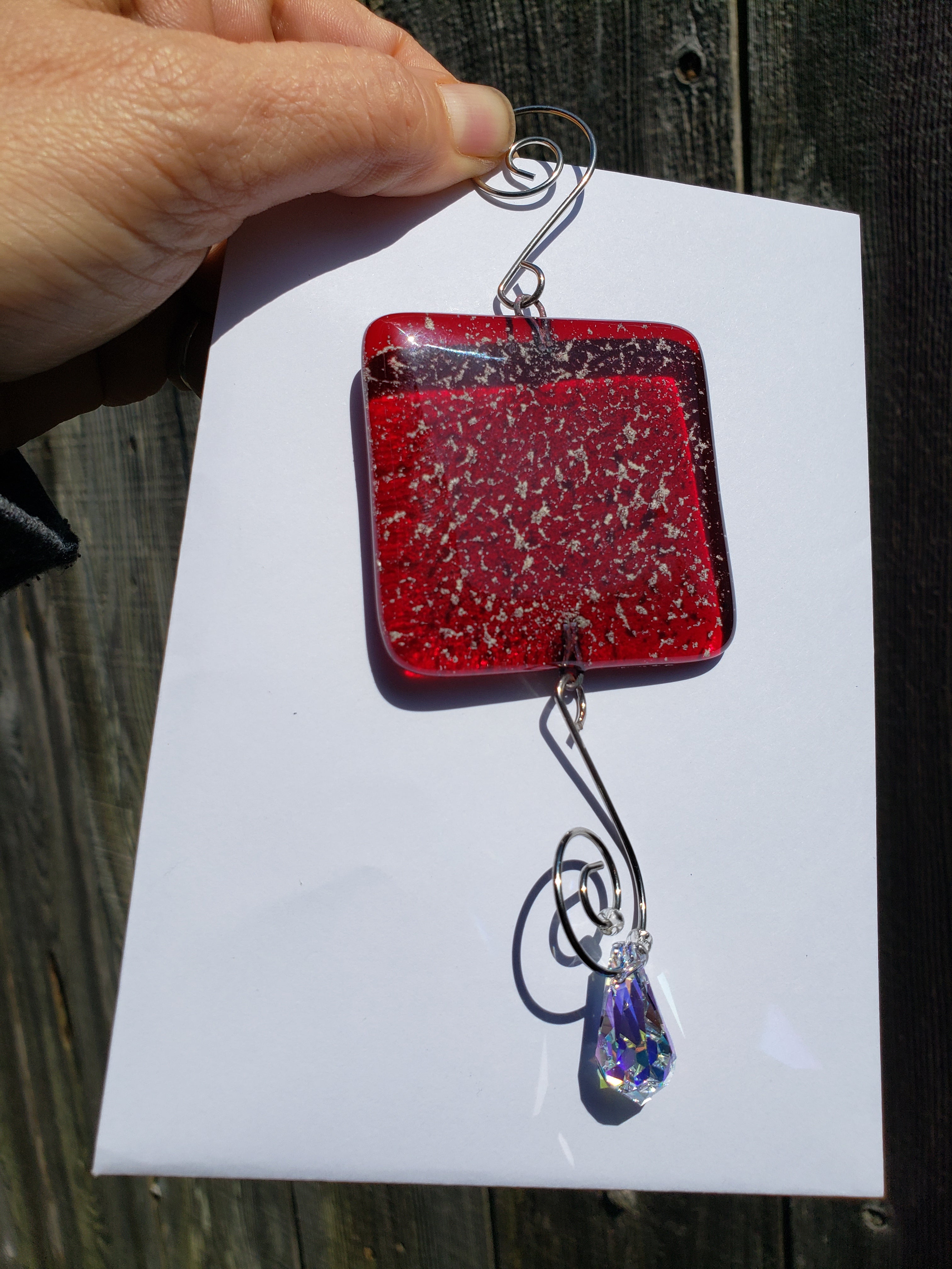 Cremation Sun Catcher Customizable Shape /Color 2 inch Mini Ashes InFu