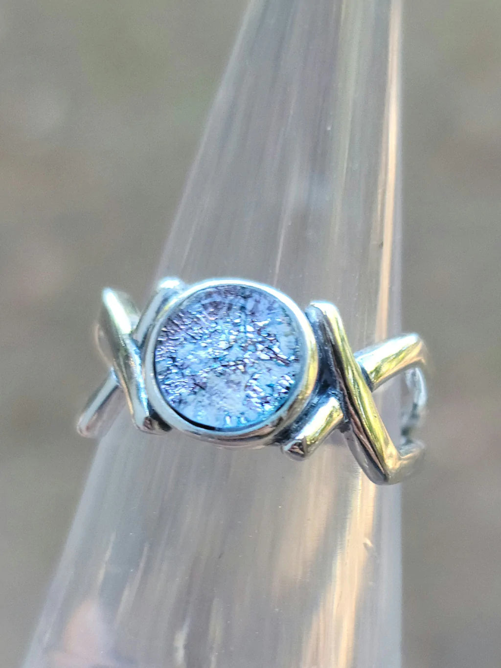 CLEARANCE 6MM XOX Hugs & Kisses Ring For Ashes InFused Glass Sterling Silver Cremation Jewelry 8