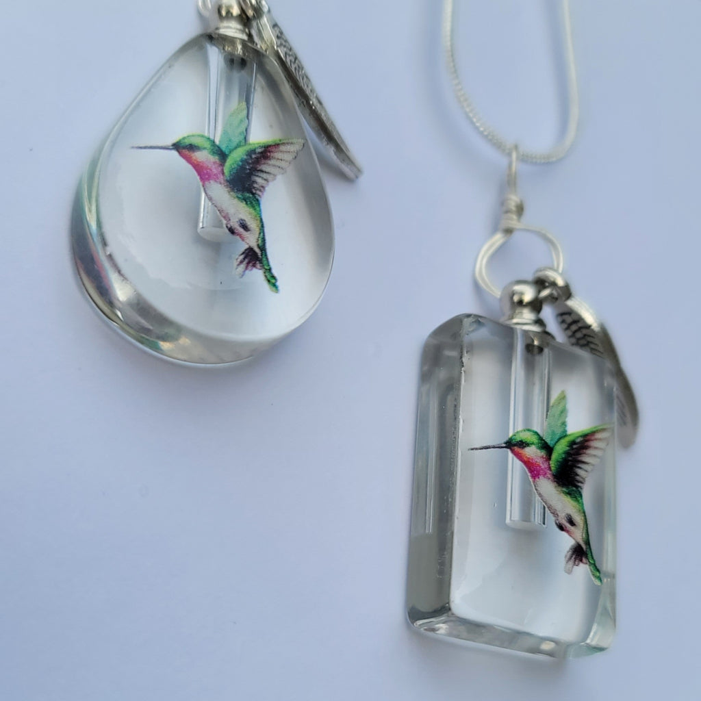 DIY Hummingbird Cremation Jewelry Necklace Sympathy Kit Gift Wrapped with Tools