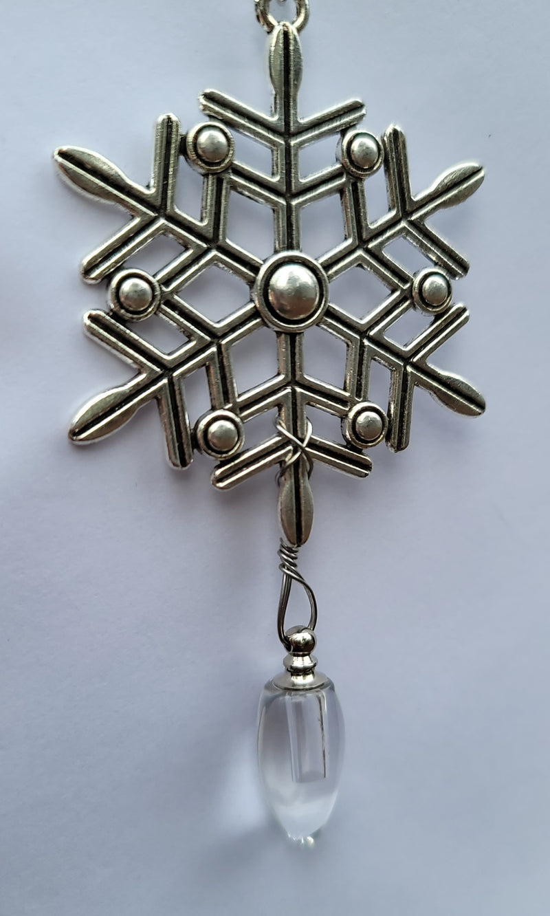 Snowflake Tree Ornament Silver Cremation Urn Bead Fill Yourself Sympathy Gift