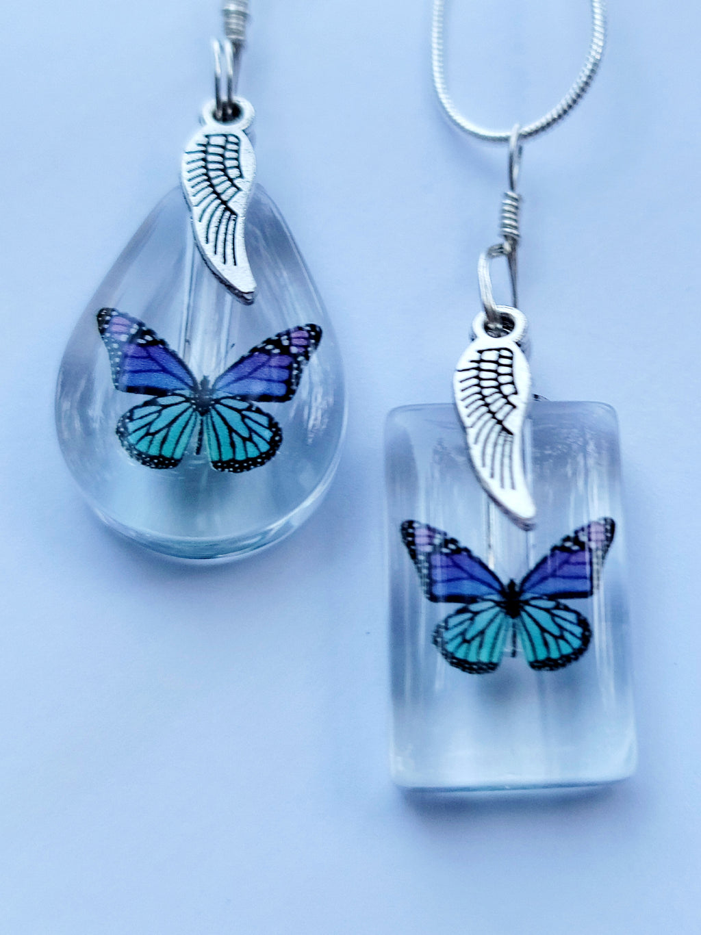 DIY Purple Teal Monarch Butterfly Cremation Jewelry Urn Necklace Sympathy Gift Wrapped with Tools