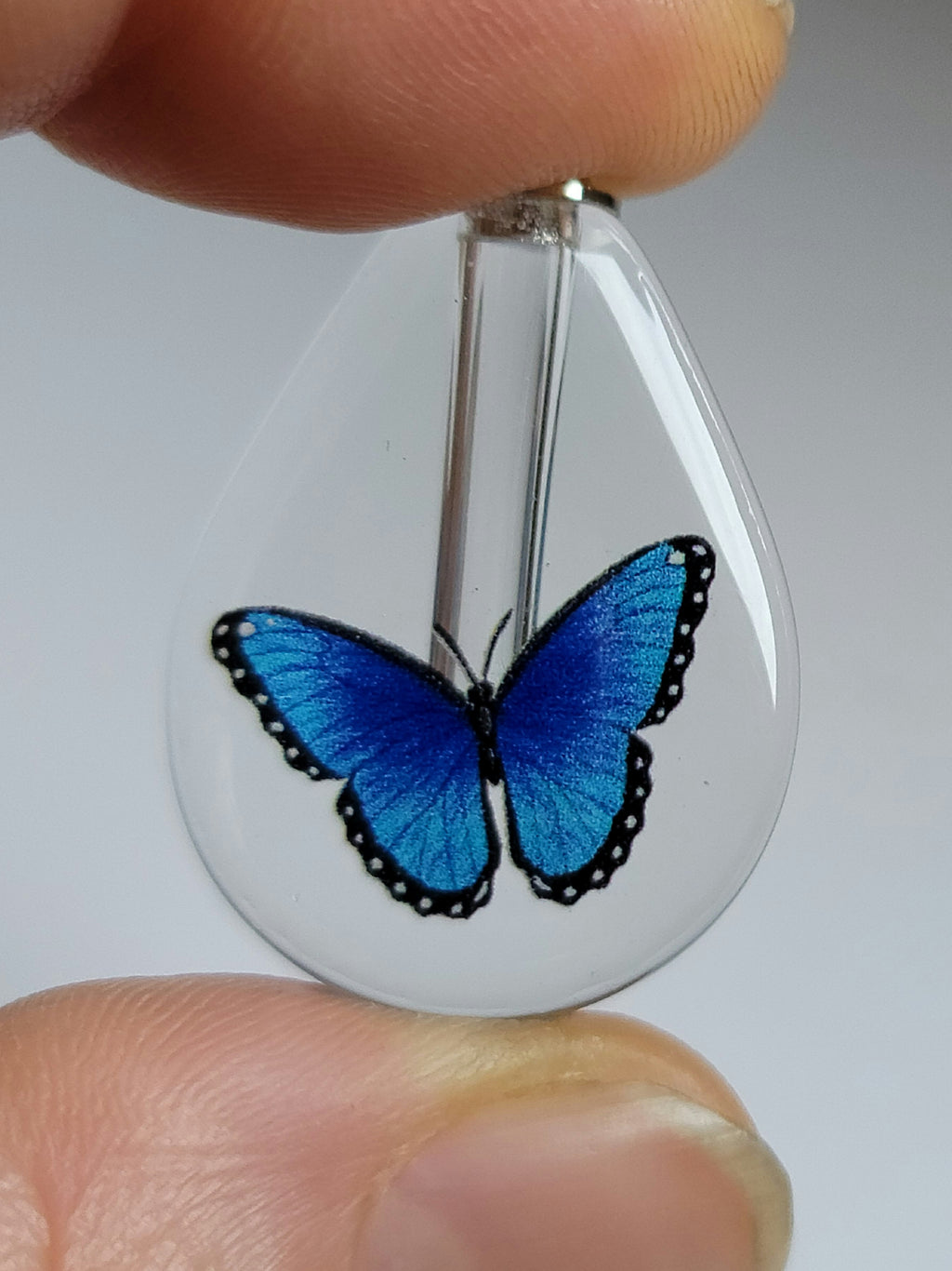 DIY Blue Morpho Butterfly Cremation Jewelry Urn Necklace Sympathy Gift