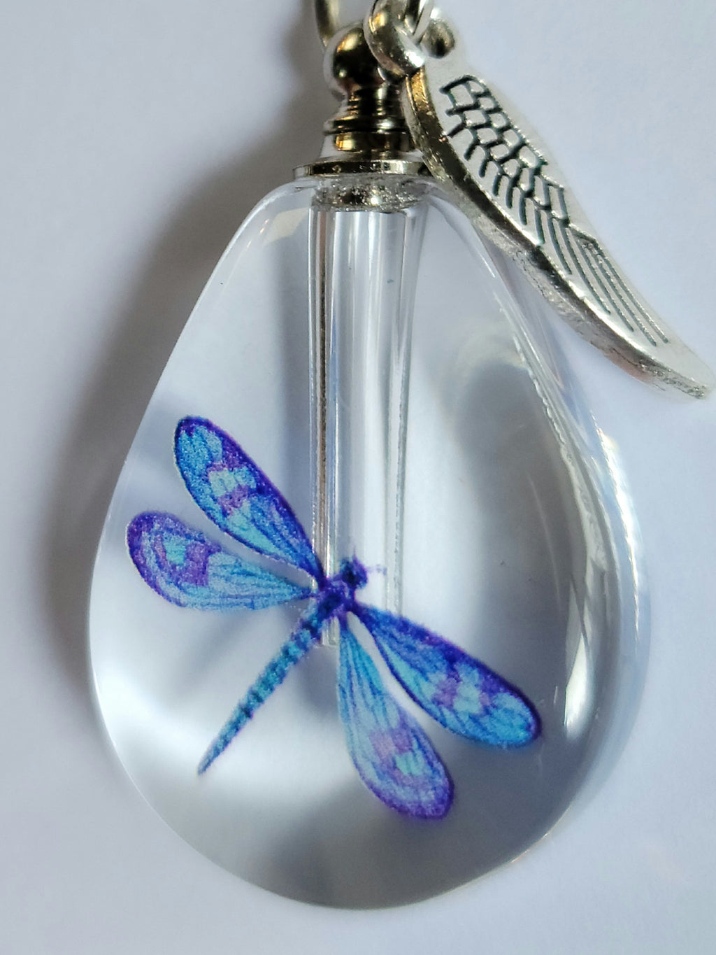 Cremation Urn Dragonfly Bottle Necklace Sympathy Gift Fill Yourself