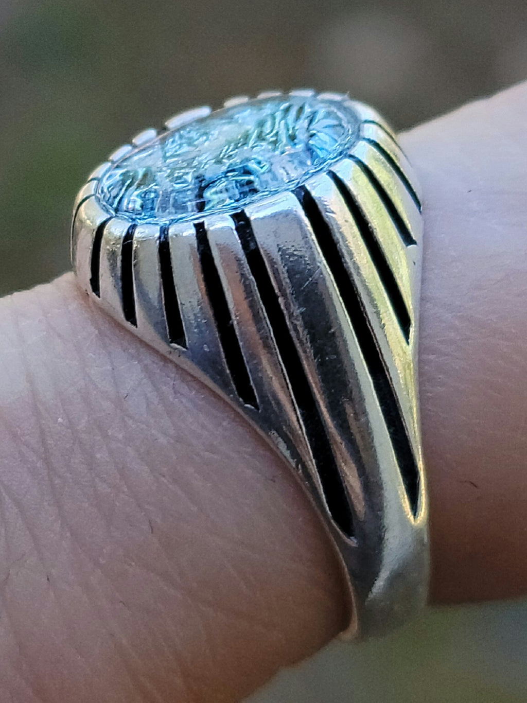 Mens Cremation Ash Ring Antique Sterling Silver  9,10,