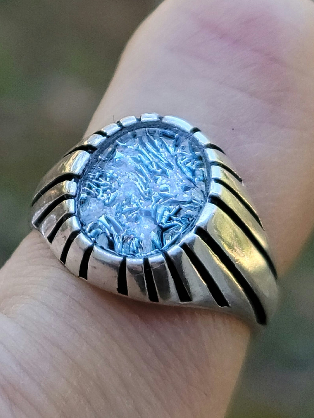 Mens Cremation Ash Ring Antique Sterling Silver  9,10,