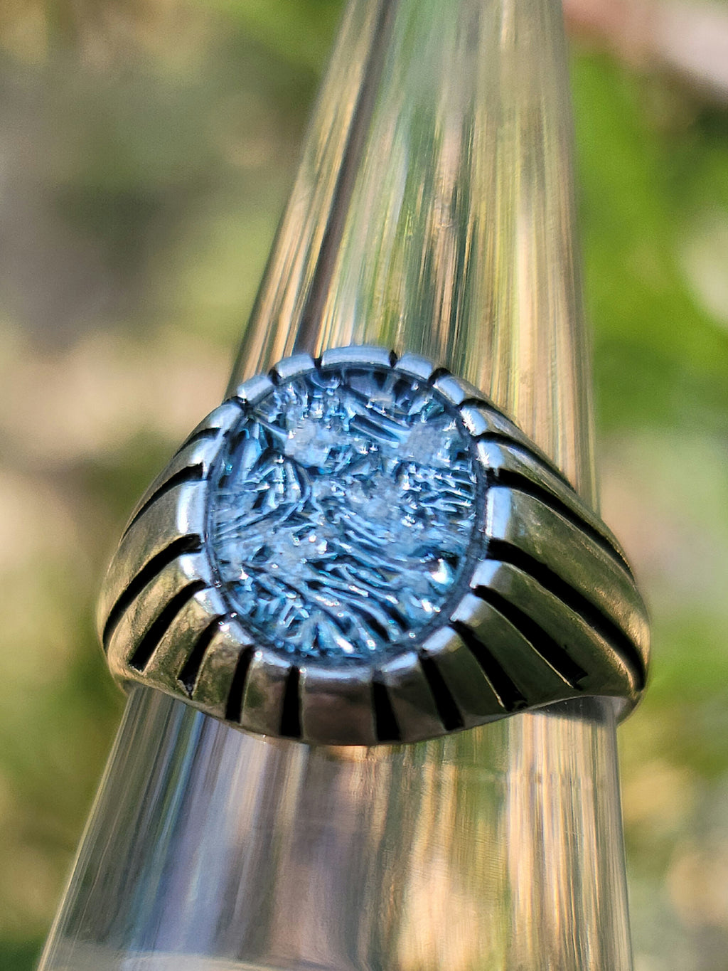 Mens Cremation Ash Ring Antique Sterling Silver  9,10,