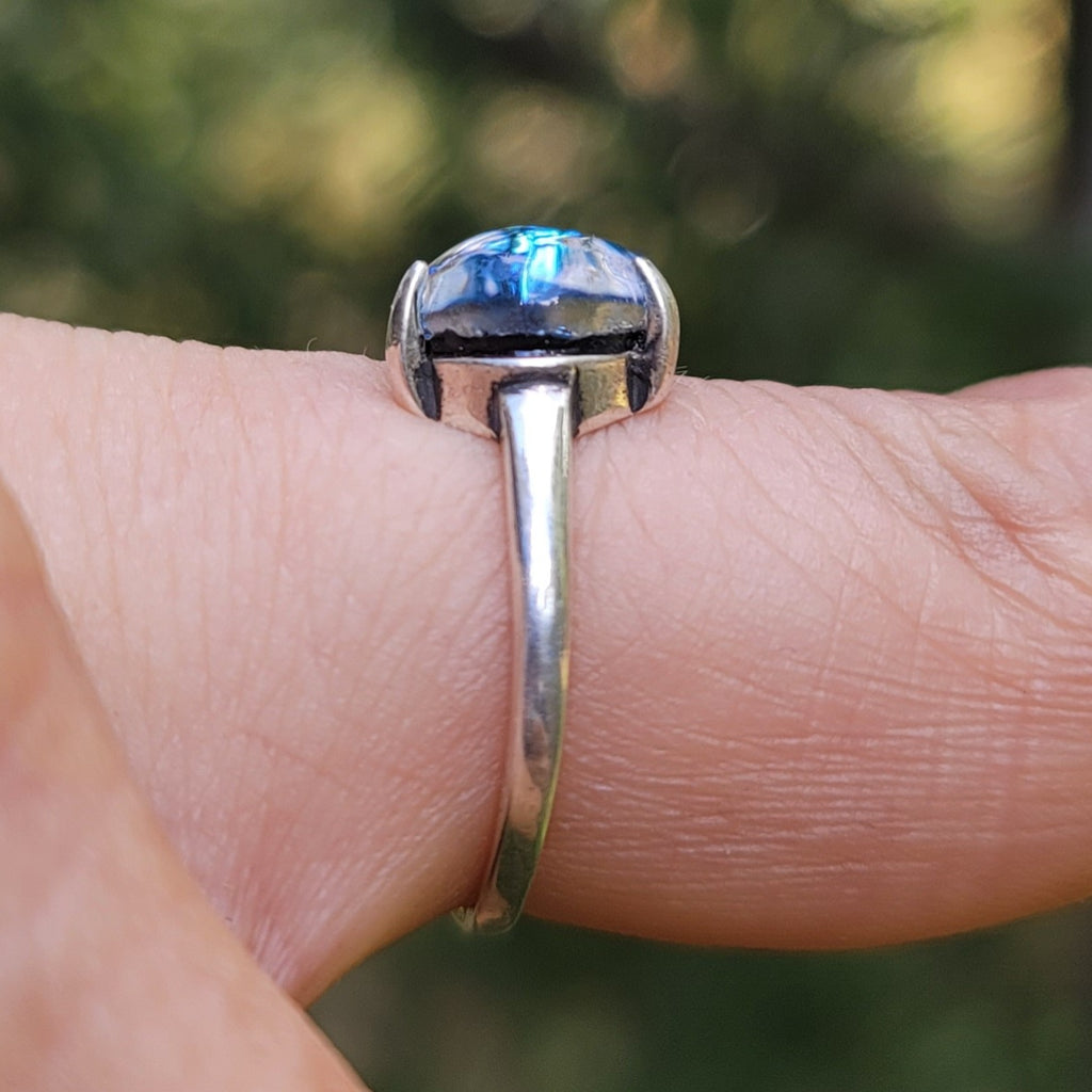 CLEARANCE Feather Cremation Ring Ashes InFused Glass Urn Adjustable One Size Fits 6,7,8,9 Sterling Silver