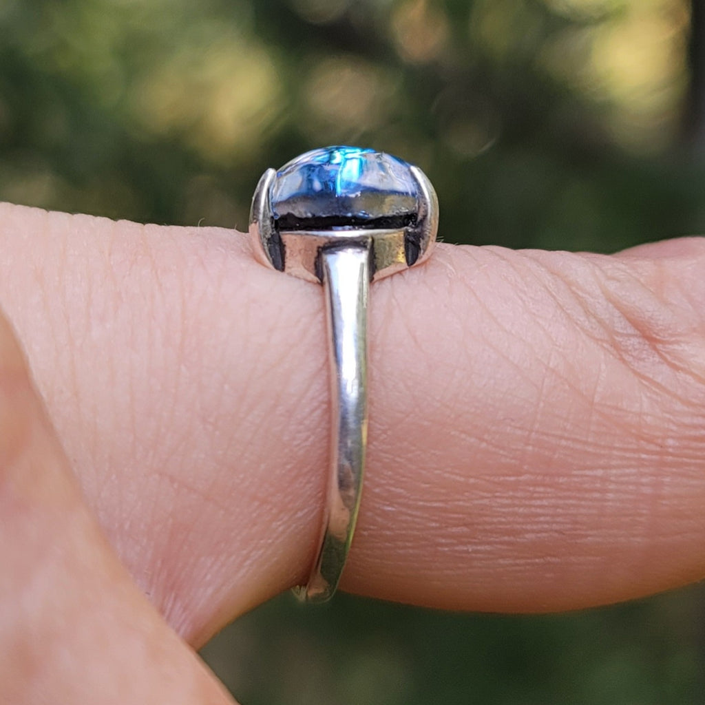 NEW Feather Cremation Ring Ashes InFused Glass Urn Adjustable One Size Fits 6,7,8,9 Sterling Silver