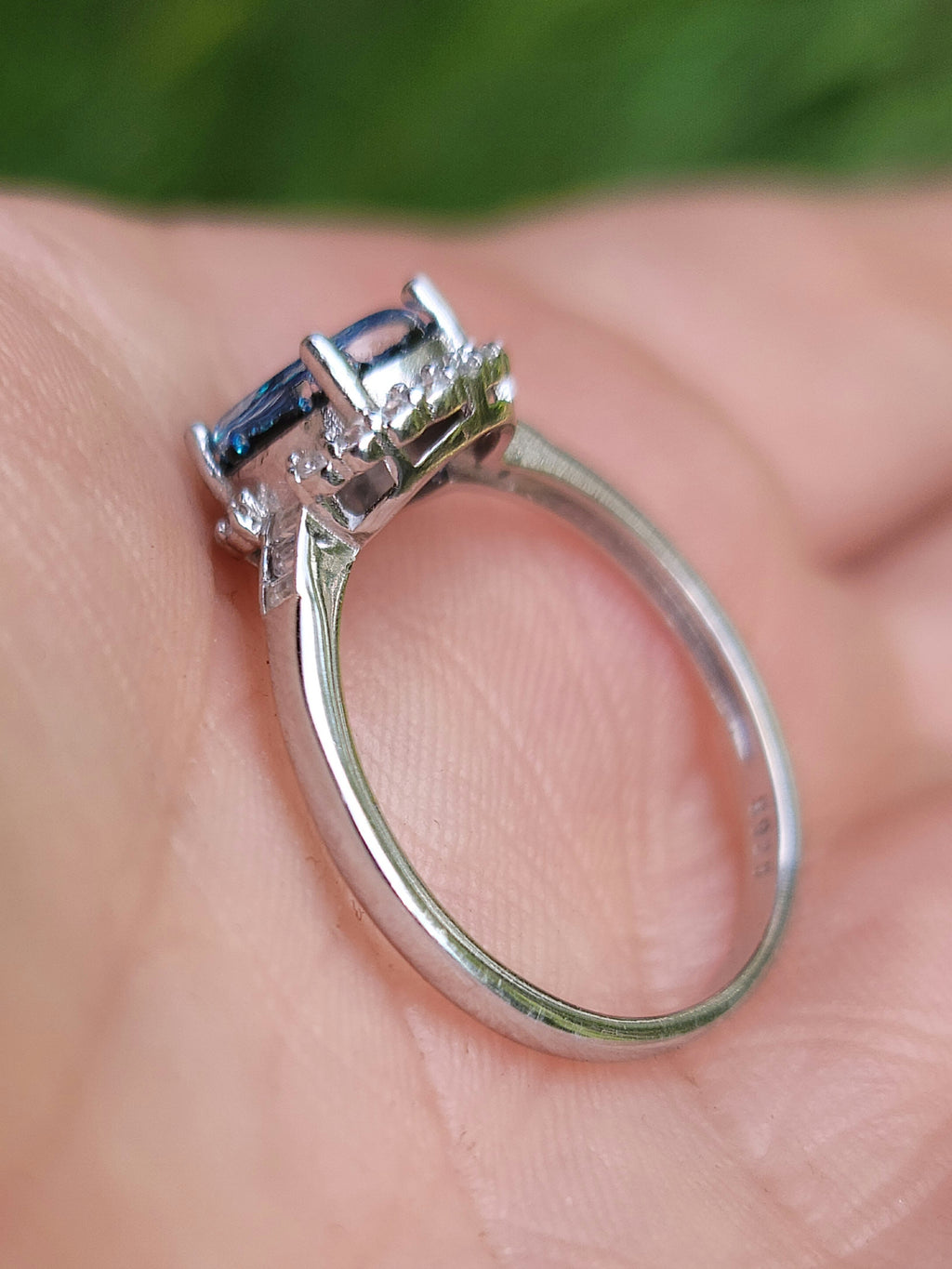 10mm Engagement Cremation Ring Ashes InFused Glass 24 CZ Sterling Silver Urn 7,8,9