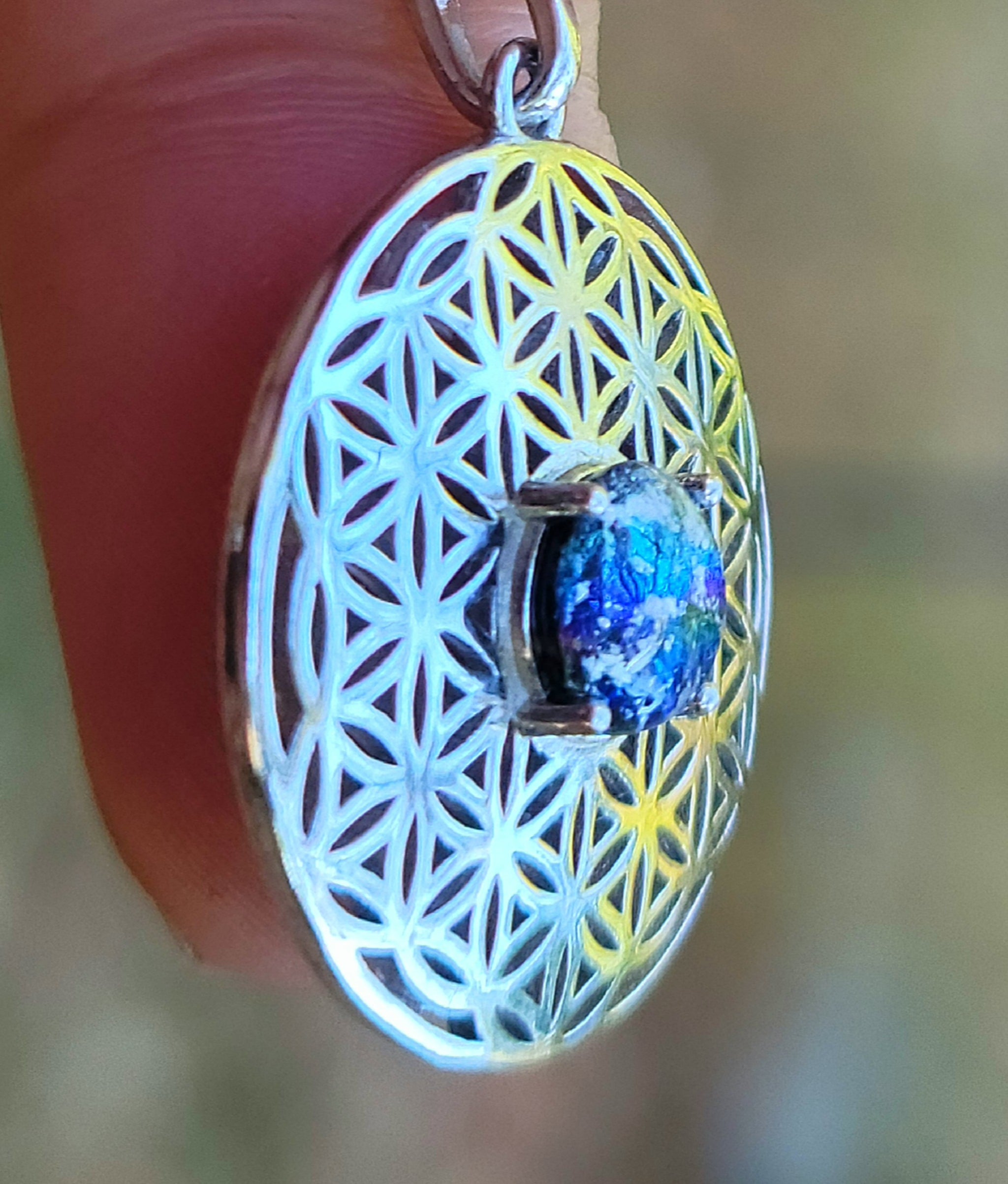 Cremation Jewelry Pendant Full Moon Tree of Life Ashes in Glass InFusion Glass