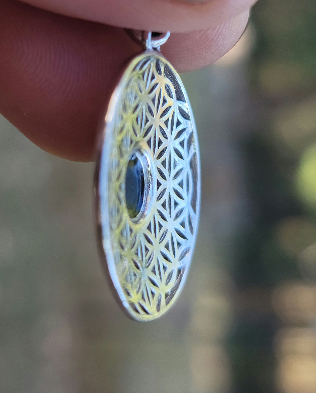 NEW Boho Flower of Life Cremation Jewelry Pendant Sacred Geometry Ashes InFused Glass