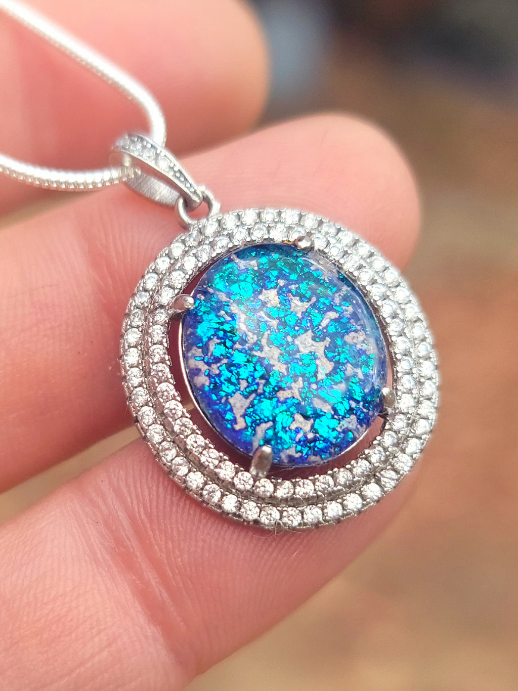 CLEARANCE CZ Halo Sterling Silver Pendant 14x12mm Cremation Ashes in Glass Urn Sympathy Pendant