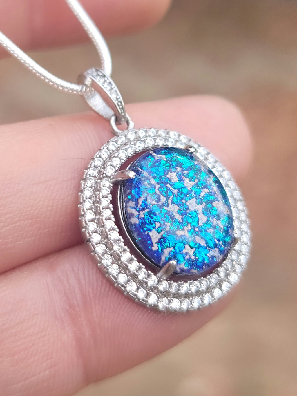 CLEARANCE CZ Halo Sterling Silver Pendant 14x12mm Cremation Ashes in Glass Urn Sympathy Pendant