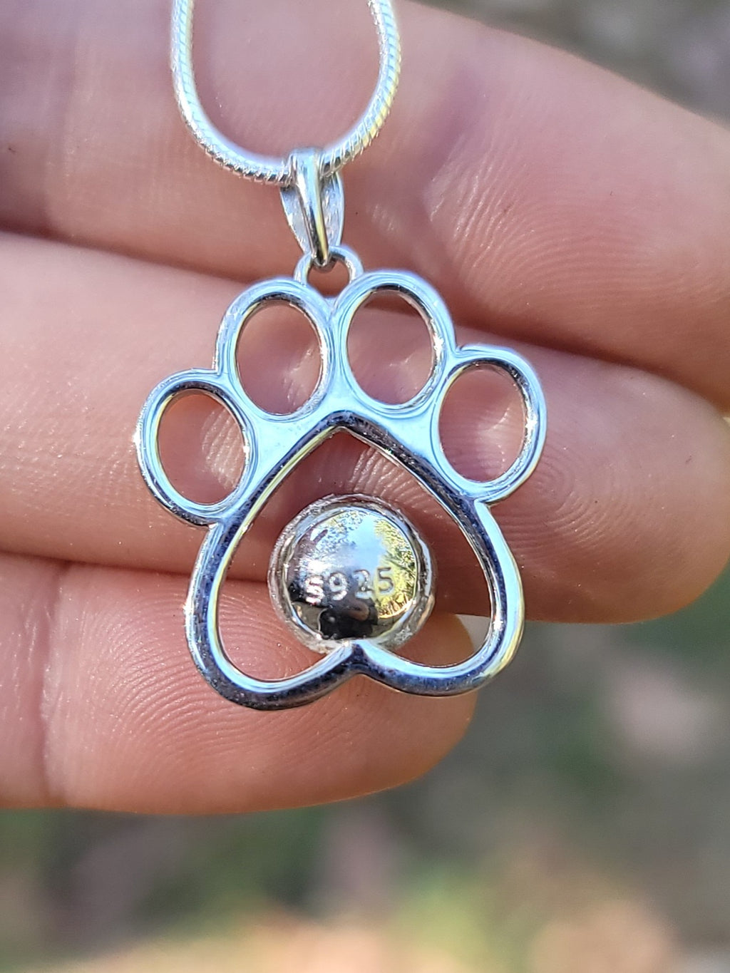 NEW Paw Print Cremation Jewelry Ashes InFused Glass Sterling Silver Urn Necklace