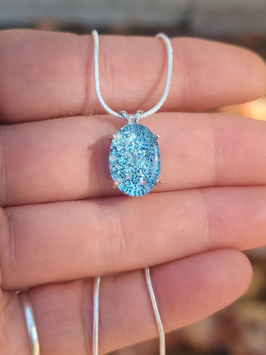 Oval Halo Sterling Silver Pendant 14x10mm Cremation Ashes in Glass Urn Sympathy Pendant