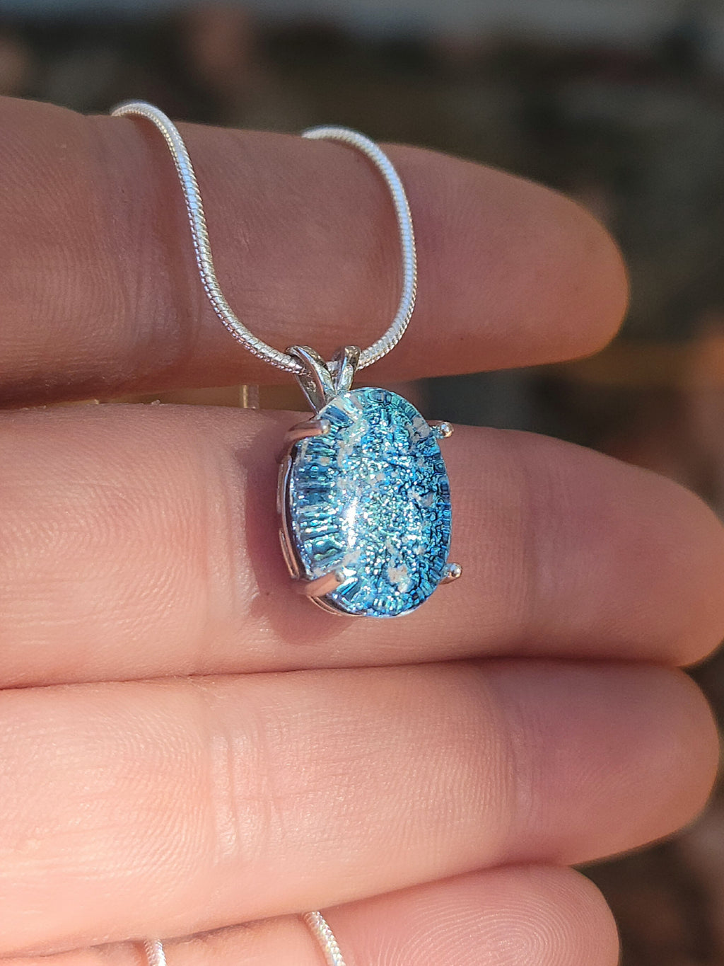 Oval Halo Sterling Silver Pendant 14x10mm Cremation Ashes in Glass Urn Sympathy Pendant
