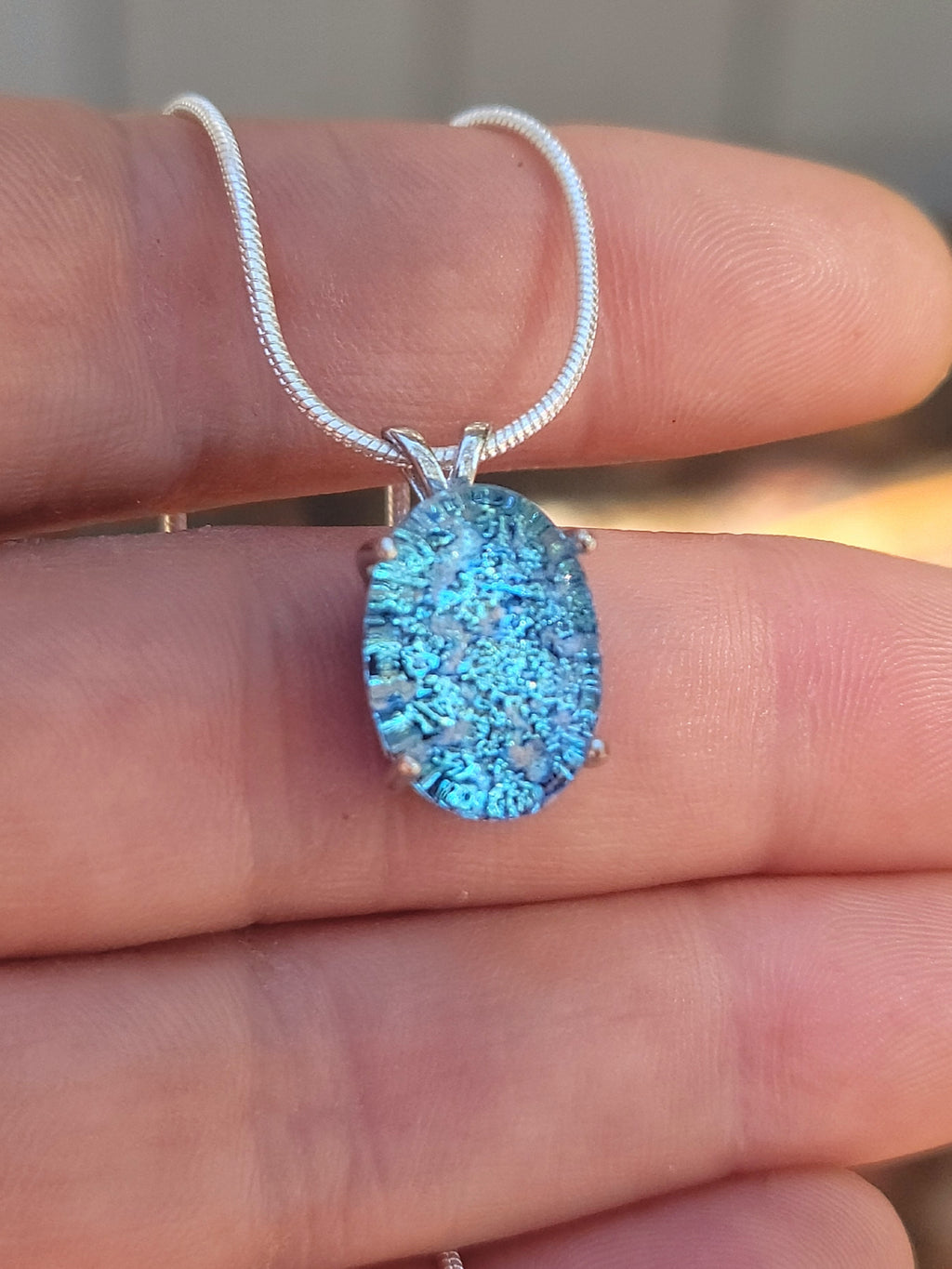 Oval Halo Sterling Silver Pendant 14x10mm Cremation Ashes in Glass Urn Sympathy Pendant
