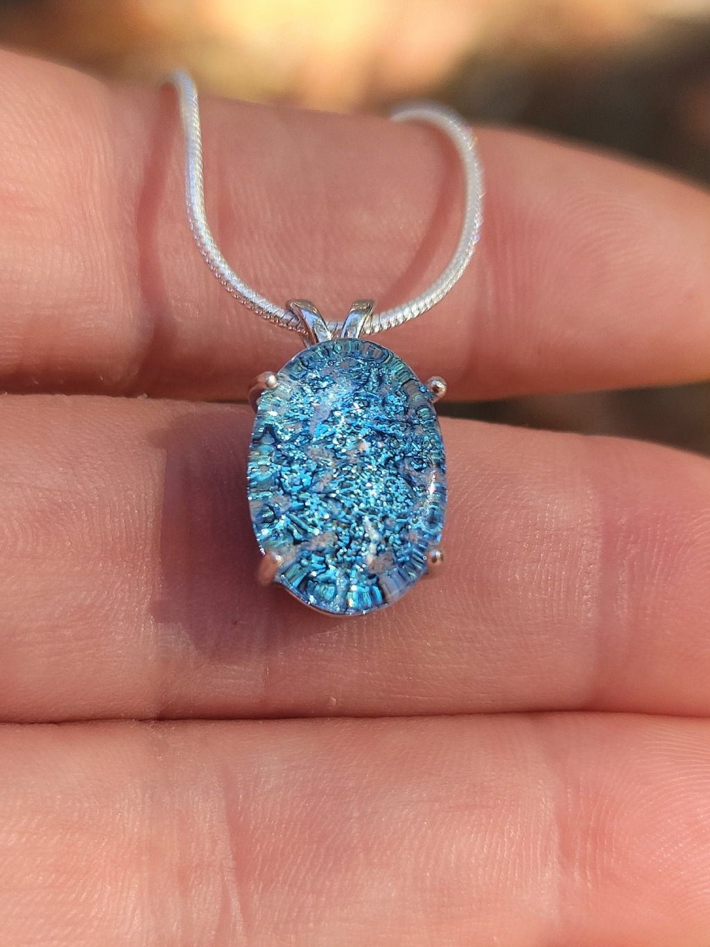 Oval Halo Sterling Silver Pendant 14x10mm Cremation Ashes in Glass Urn Sympathy Pendant