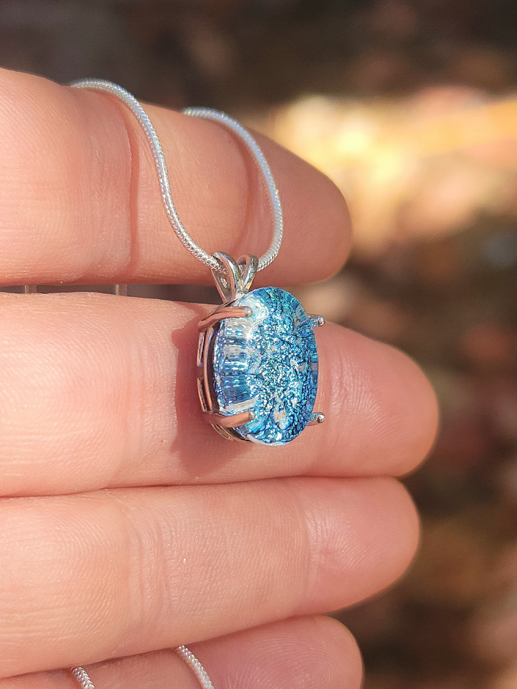 Oval Halo Sterling Silver Pendant 14x10mm Cremation Ashes in Glass Urn Sympathy Pendant