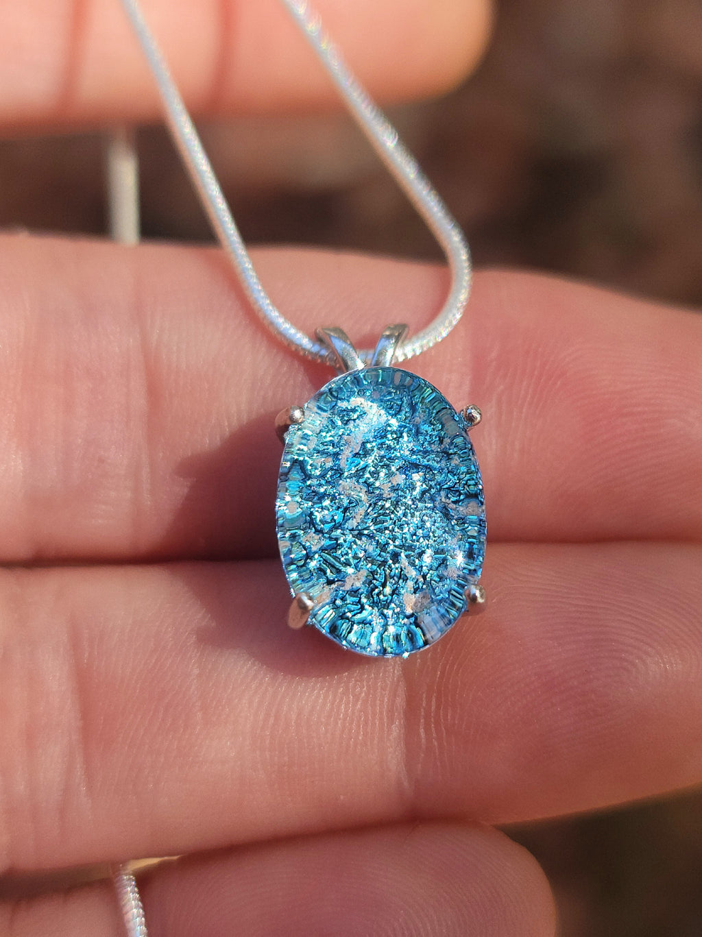 Oval Halo Sterling Silver Pendant 14x10mm Cremation Ashes in Glass Urn Sympathy Pendant