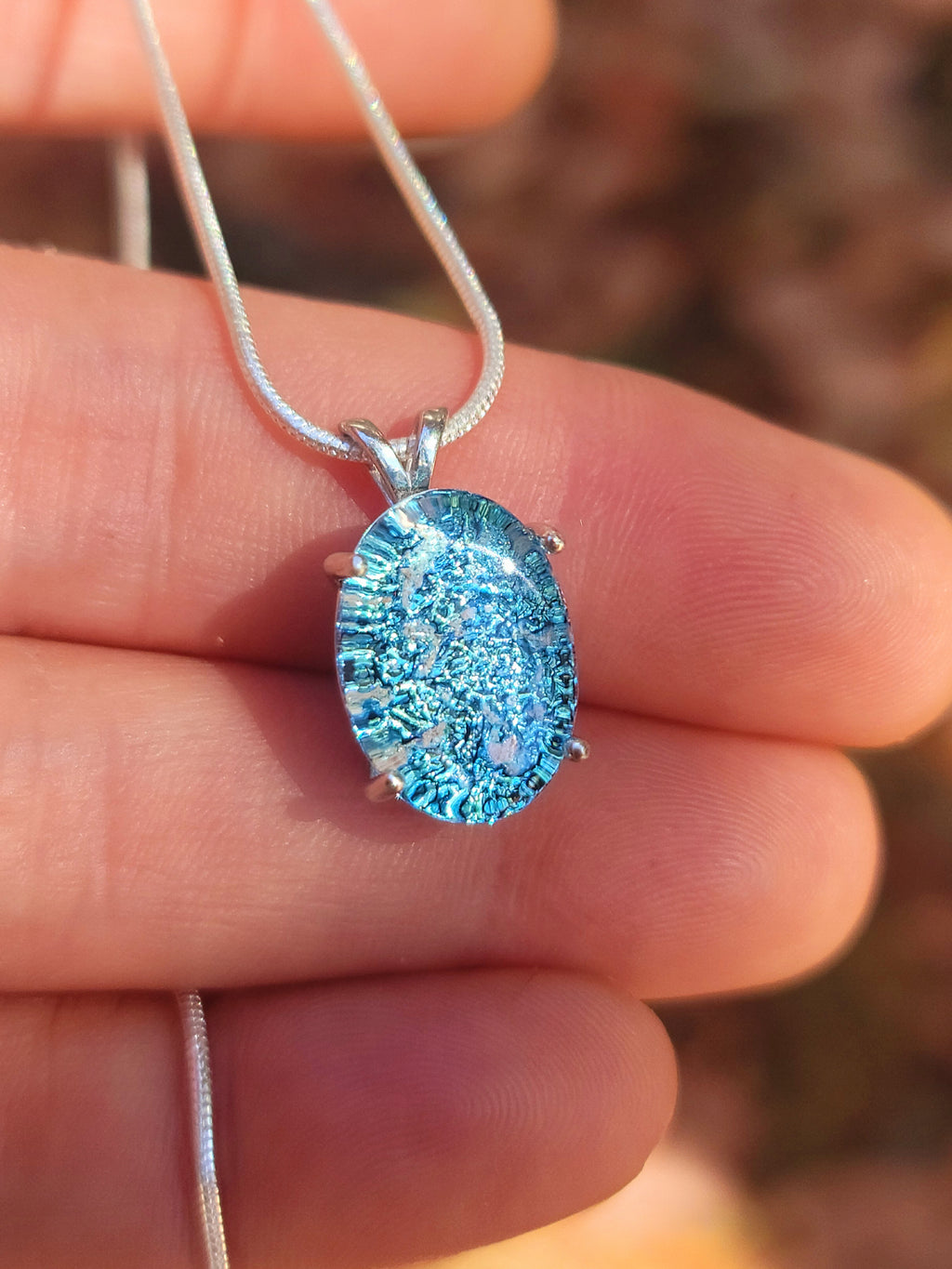 Oval Halo Sterling Silver Pendant 14x10mm Cremation Ashes in Glass Urn Sympathy Pendant