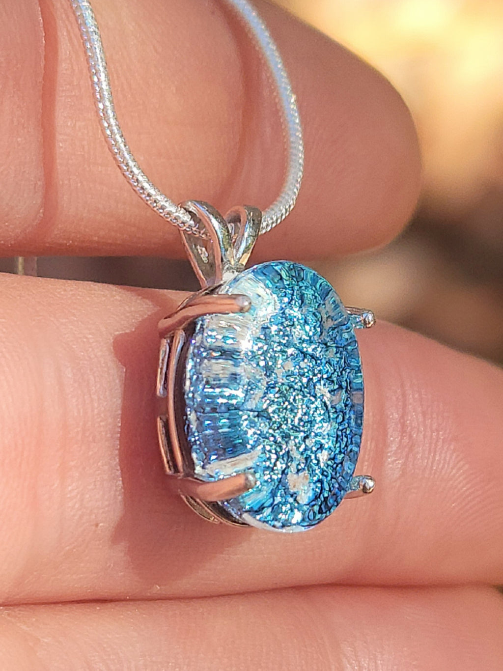 Oval Halo Sterling Silver Pendant 14x10mm Cremation Ashes in Glass Urn Sympathy Pendant