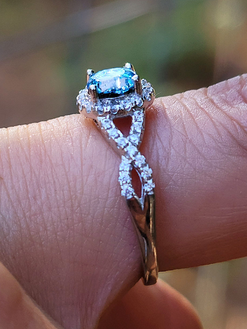 Infinity Engagement Ashes InFused Glass Cremation Ring Braided 40 CZ S InFusion Glass