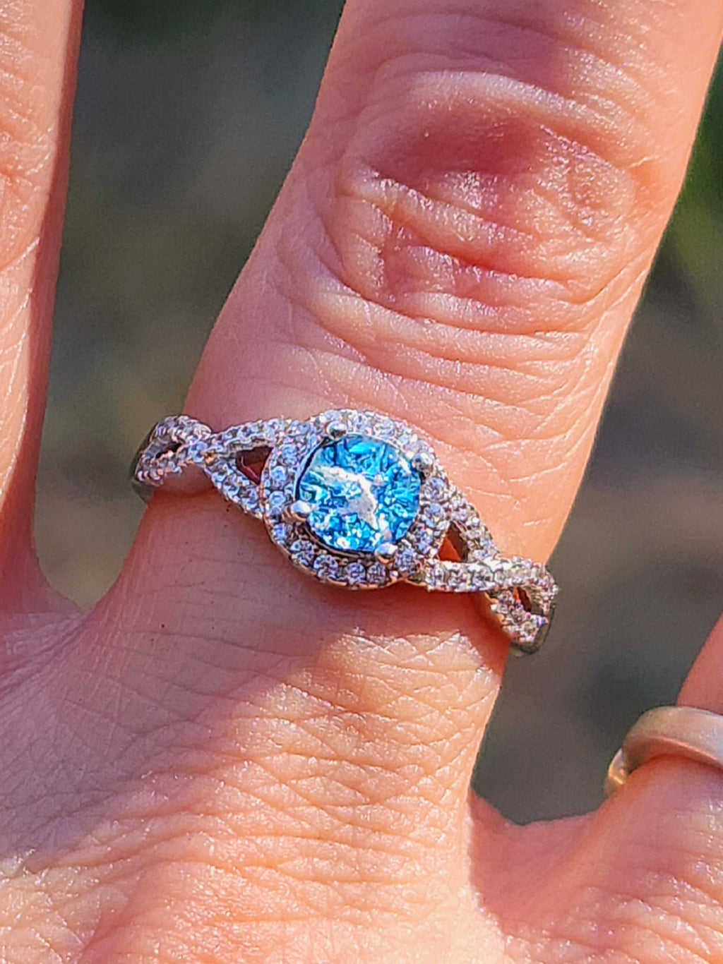 Infinity Engagement Ashes InFused Glass Cremation Ring Braided 40 CZ Sterling Silver 5,6,7,8,9