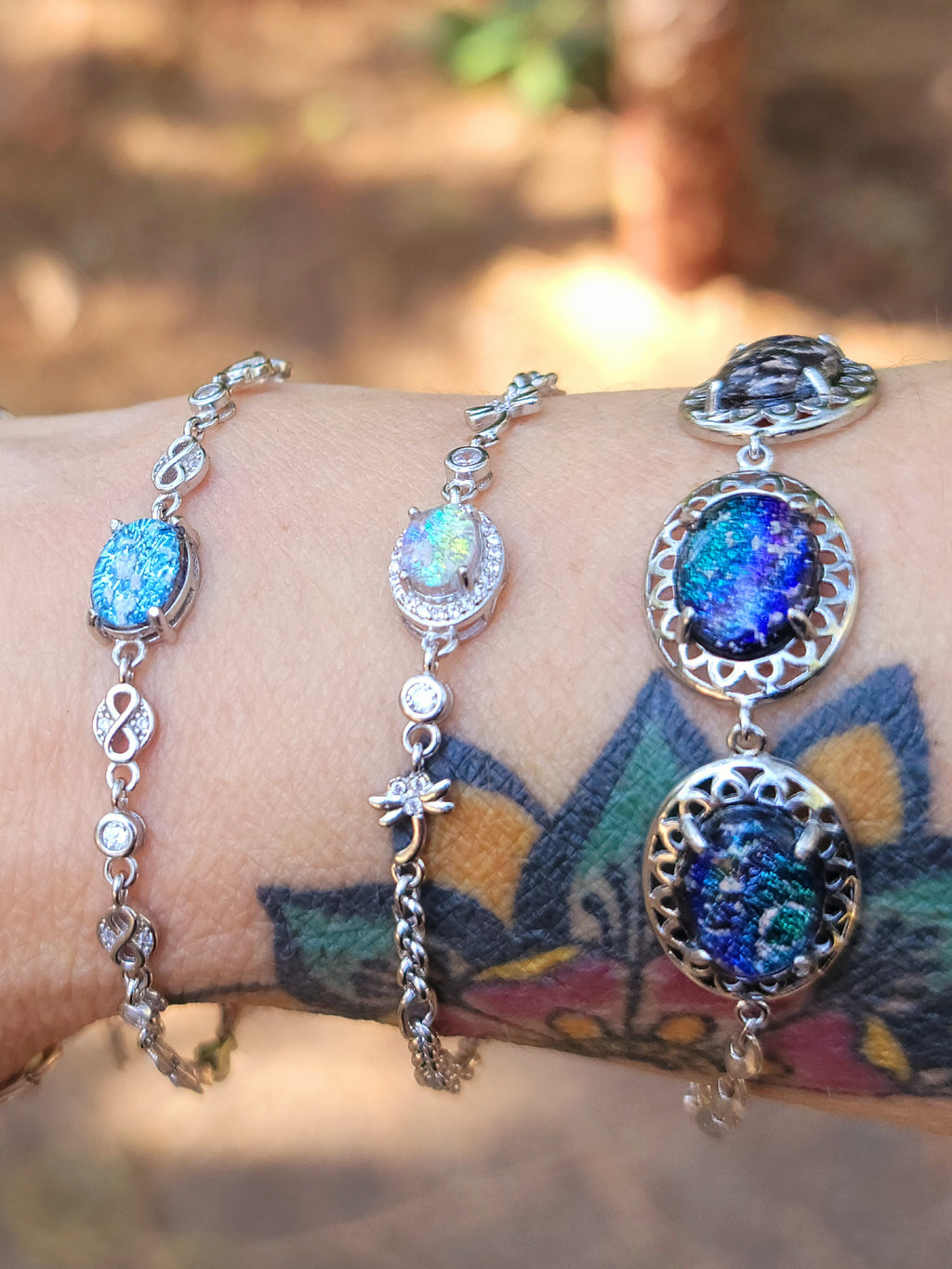 NEW Infinity Cremation Ashes InFused Glass Bracelets Claw Link Sterling Silver Chain CZ Accents