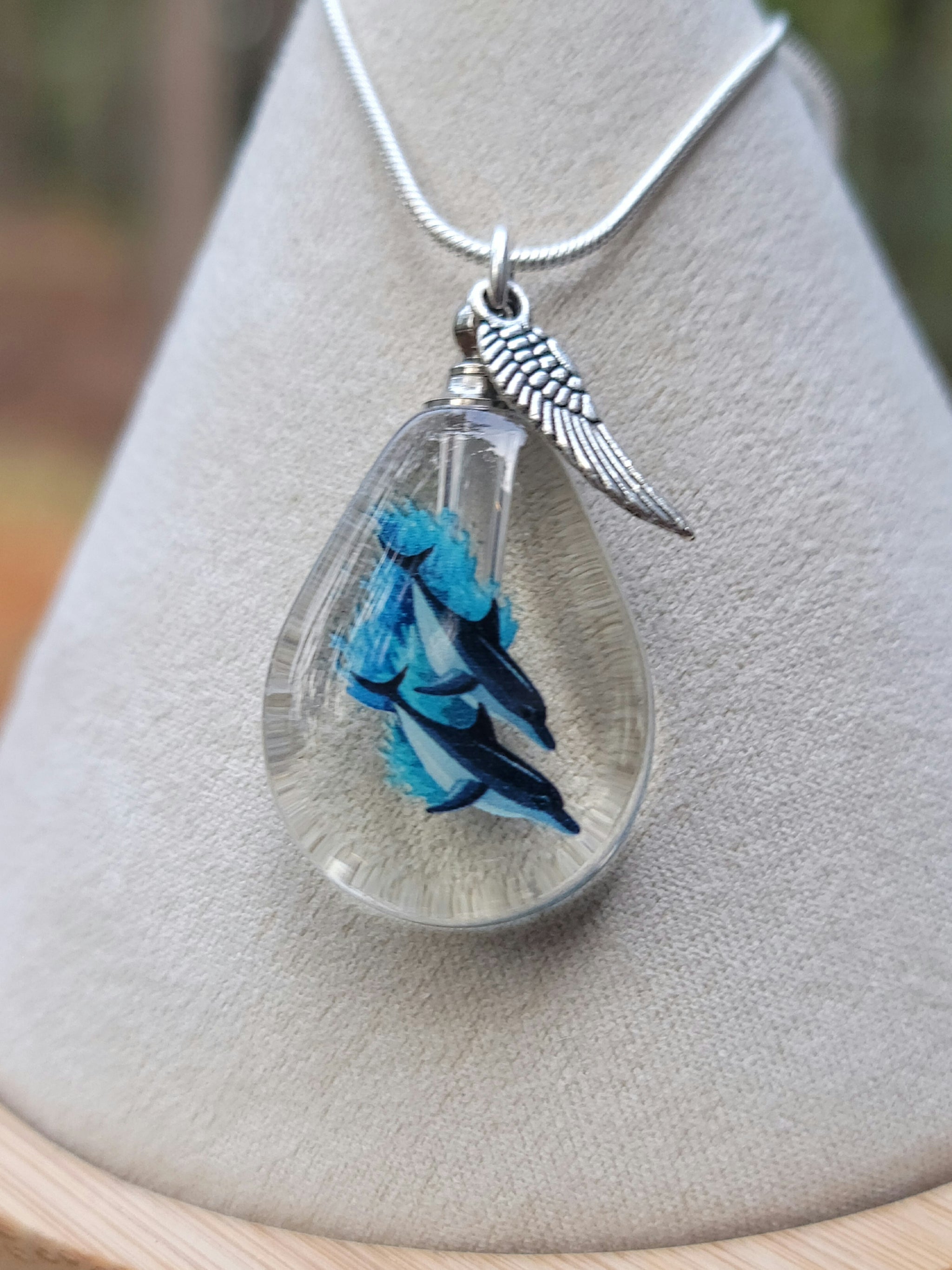 Ocean Wave Resin Necklace - Handmade Jewelry