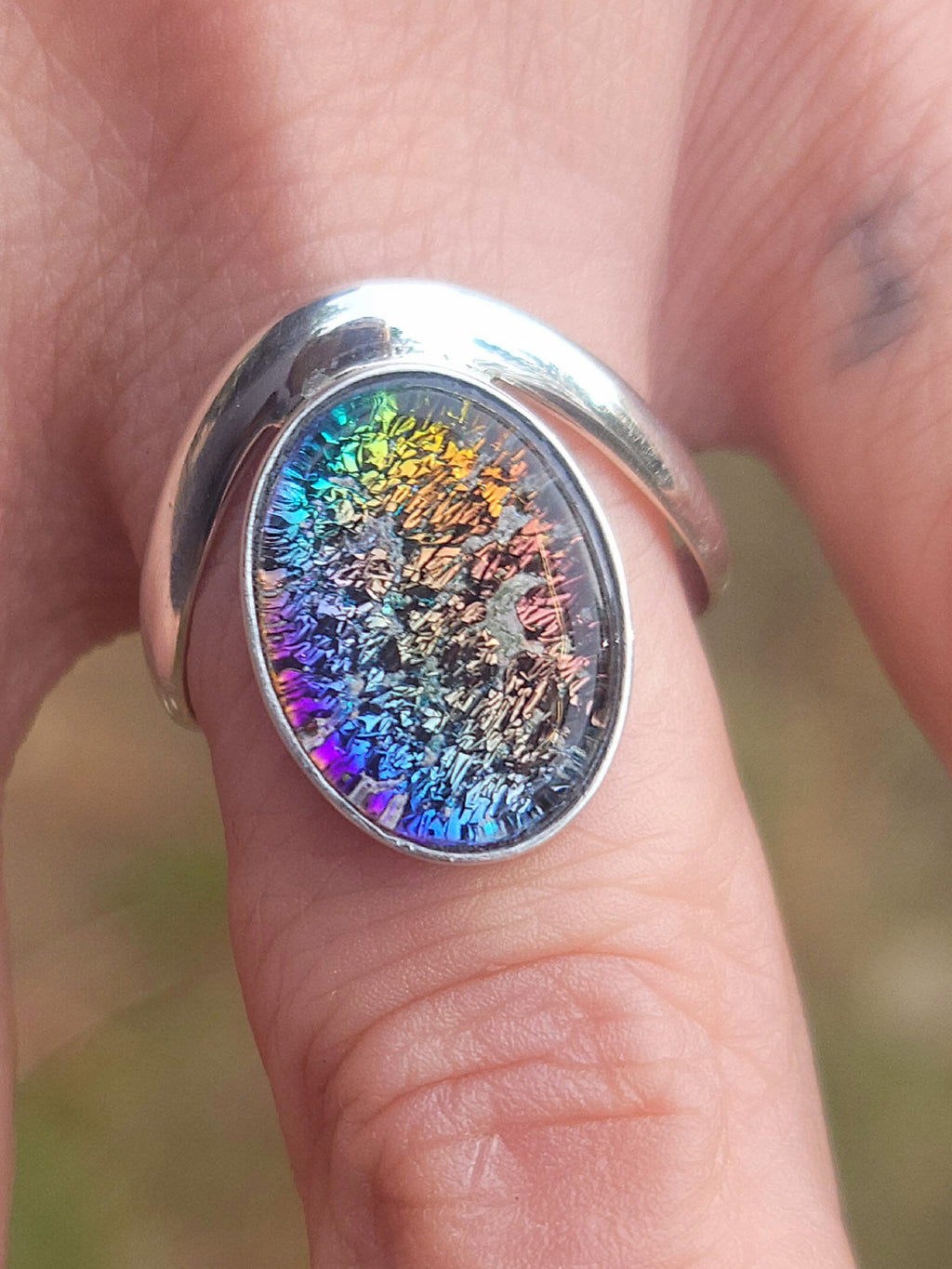 Bohemian 3rd Eye Cremation Ring Ashes InFused Glass Bali Sterling Silver Urn 7,8,9