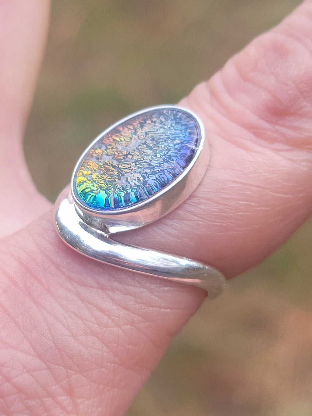 Bohemian 3rd Eye Cremation Ring Ashes InFused Glass Bali Sterling Silver Urn 7,8,9